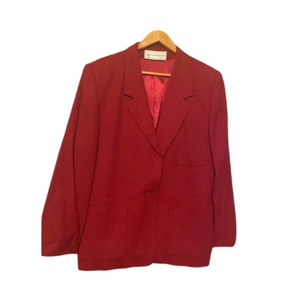 Evan Picone   Women’s Vintage Red Wool Blazer Size Large